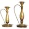 Bronze Metal Antique Style Candle Holder with Candle Plates &#x26; Handles Set